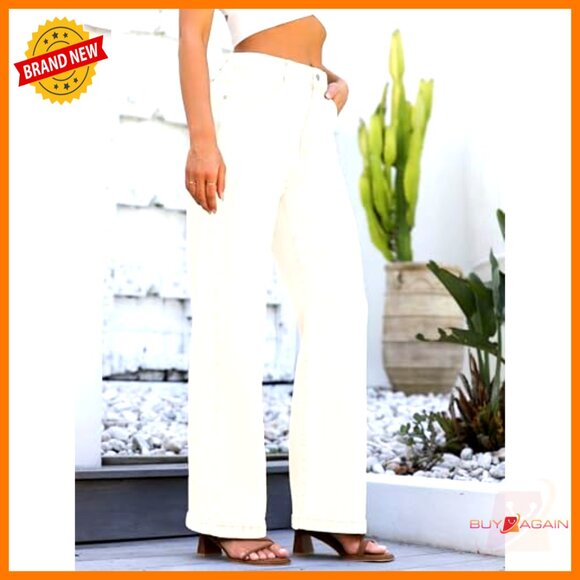 High Waisted Straight Leg Jeans Stretchy Tummy Control Lightweight - Picture 3 of 7
